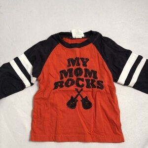 Crazy 8 rock n roll theme orange and navy long sleeve t-shirt